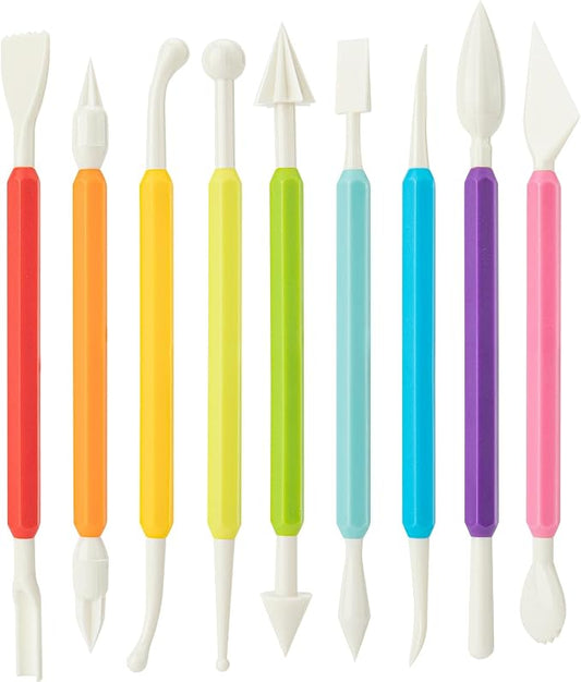 UUSYCUN 9PCS Clay Tools for Kids & Adult, UUSYCUN Plastic Air Dry Clay Tool Kit, Double-Head Sculpting Tools for Pottery, Polymer, Air Dry Clay, Modeling, Shaping, Cake Decoration