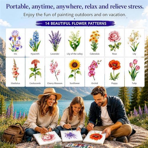 Watercolor Workbook for Beginner, Geirvte 14 Guided Flower Painting Project