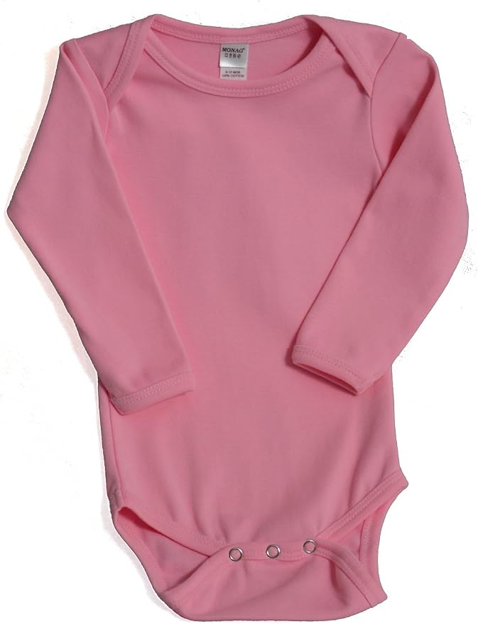 Monag Long Sleeve Baby Bodysuit, Long Sleeve Blank Solid Color Baby One-Piece, 100% Cotton Infant Bodysuit, Creeper