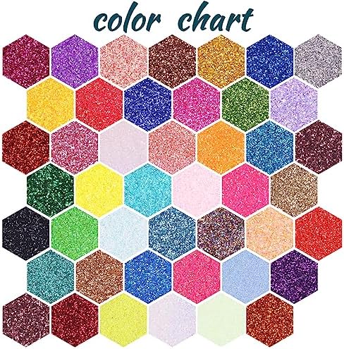 Ultra Fine Glitter for Nails, Set of 45 Colors, Extra Fine Resin Glitter Powder, Holographic & Iridescent Glitter for Epoxy Resin, Body Glitter for Face Hair, Arts and Crafts Glitter Bulk for Tumblers