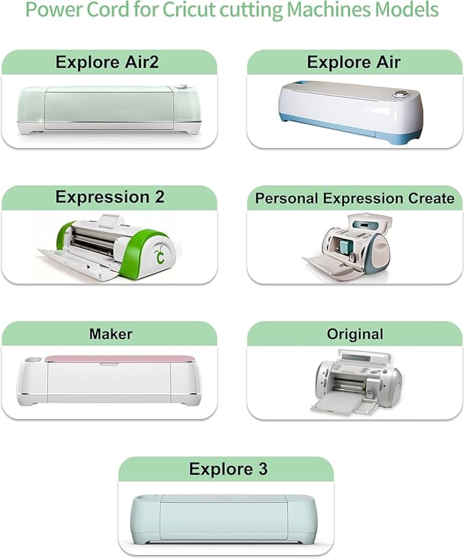 Power Cord for Cricut Explore air 2, Expression 2, Explore Air, Explore One Create Mini Original Replacement for Cricut KSAH1800250T1M2 Cutting 18V Charger Power Supply (White)