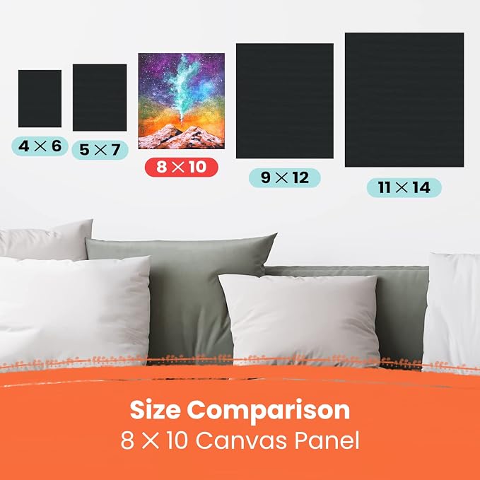 Chalkola 15 Black Canvas for Painting 8x10 inch - Primed Cotton Panels | Acrylic & Oil Art Boards, 15 Pack - 100% Cotton Acid-Free Canvases for Professional Artists, Hobby Painters, Kids & Beginners