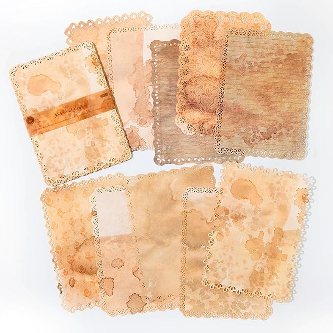 Vintage Lace Edge Scrapbook Paper, 30 Sheets, 3 Pack | 4.9 x 6.9 in Decorative Background Paper | Vintage Ephemera | Junk Journal Supplies | Collage & Paper Crafts