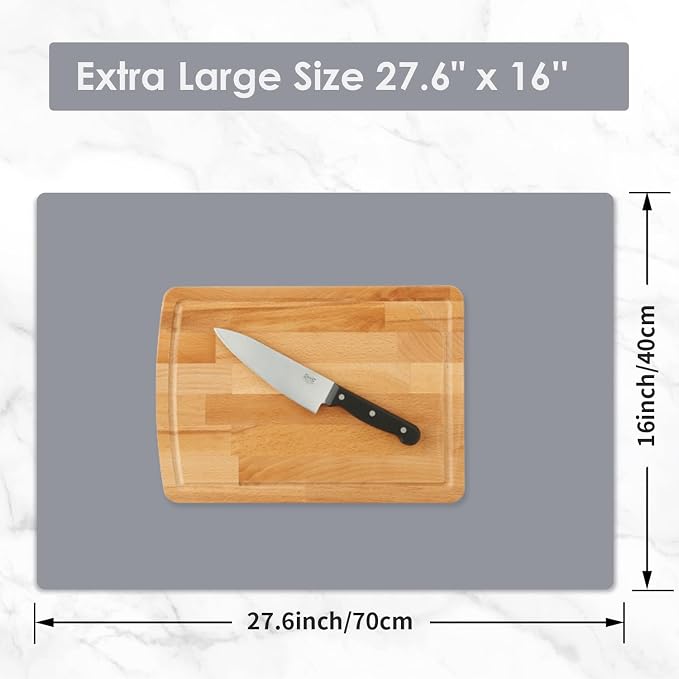 Extra Large Silicone Mats for Kitchen Counter, Silicone Placemats for Kids, Nonstick Nonskid Silicone Mat for Baking Crafts, Waterproof Heat Resistant Mat Coffee Mat, 27.6'' x16''