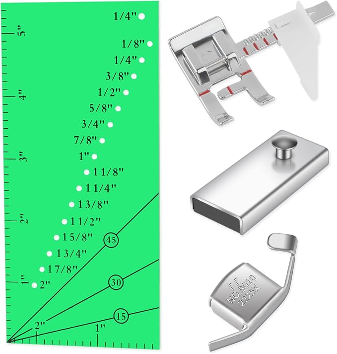 Adjustable Magnetic Seam Guide Ruler, 4-Piece Sewing Machine Accessory Set for Beginners & Professionals