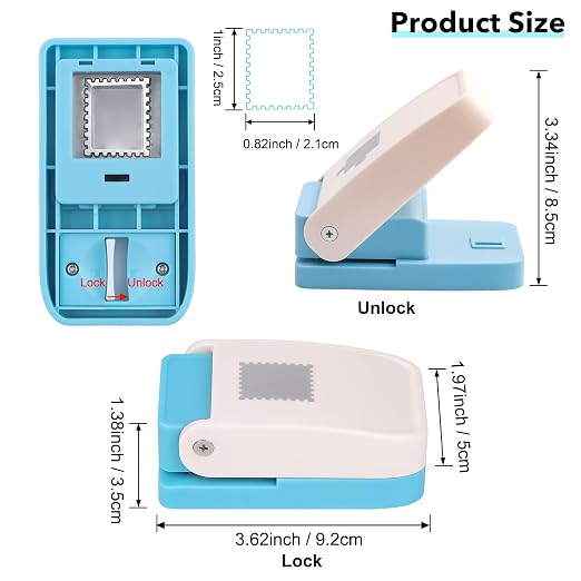 2Pcs /Set 1.1x0.9/1x0.8 Postage Stamp Embossing Punch; Punches Score Tools for Scrapbooking Journaling Paper Craft DIY Card Making Paper Crafting Scrapbooking DIY Card Making Arts Crafts Supplies