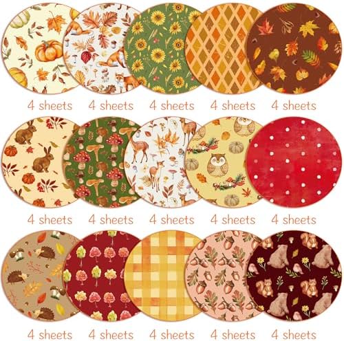 Haooryx Fall Watercolor Patterned Papers, 60 Sheets 11 Inch Animal Print