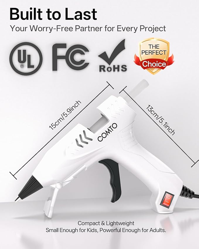 Mini Hot Glue Gun with 100 Glue Sticks, White