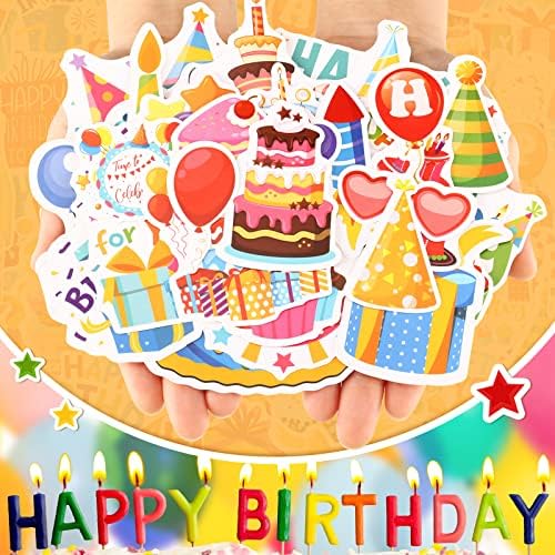 Leinuosen 100 Pcs Birthday Paper Die Cuts Cardstock Scrapbook Die Cuts DIY Scrapbooking Cutouts for Birthday Scrapbook Notebook Suitcase Calendar Laptop Embellishments Supplies Craft Making Decoration