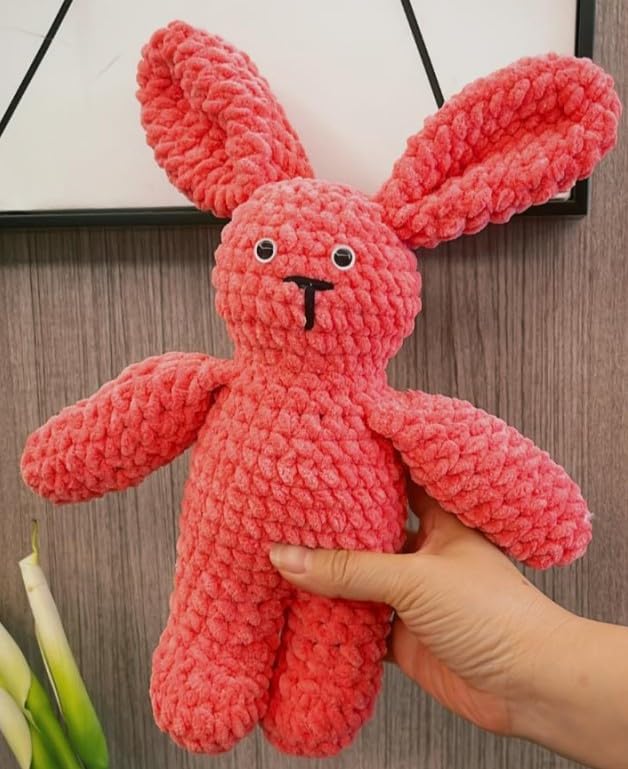 4 * 3.5Oz Soft Velvet Yarn Chenille Yarn for Crocheting and Knitting – Light Bulky (93 Yards/100g) - Polyester - Yarn for Blanket Amigurumi Weaving Crafts (Hot Pink, 4 Pack)