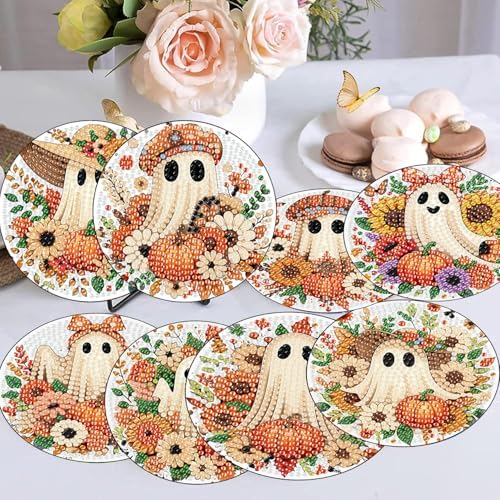 8 Pcs Diamond Art Coasters Kit for Adult with Holder, Diamond Coaster 4x4in