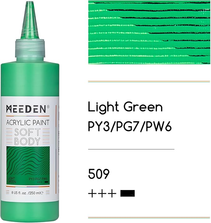 MEEDEN Green Light Acrylic Paint: Matte Finish 250ml/8.45oz Soft Body