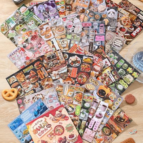 Alideco 30pcs Scrapbook Stickers Vintage Gourmet Desserts Sticker Book for Adults journaling Stickers for Scrapbooking (binfenshiguang)