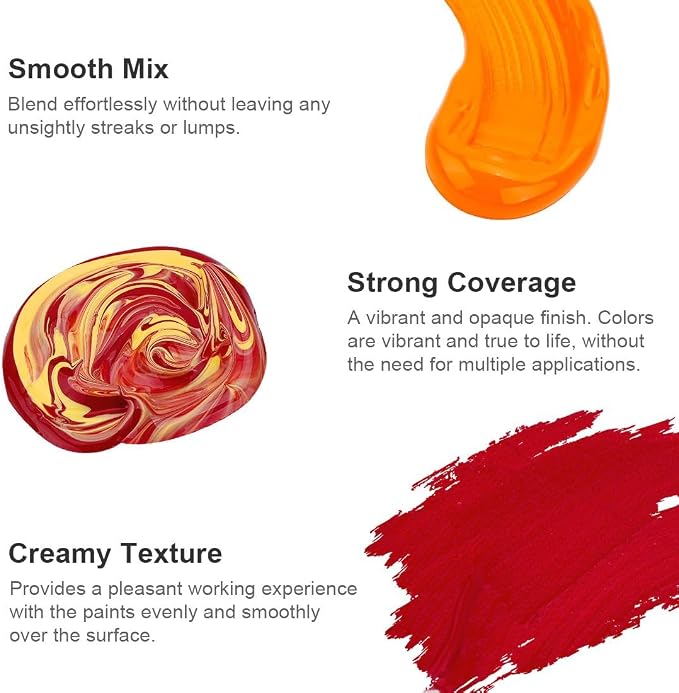 AUREUO Fall Colors Acrylic Paint Set - 8 Colors x 21ml