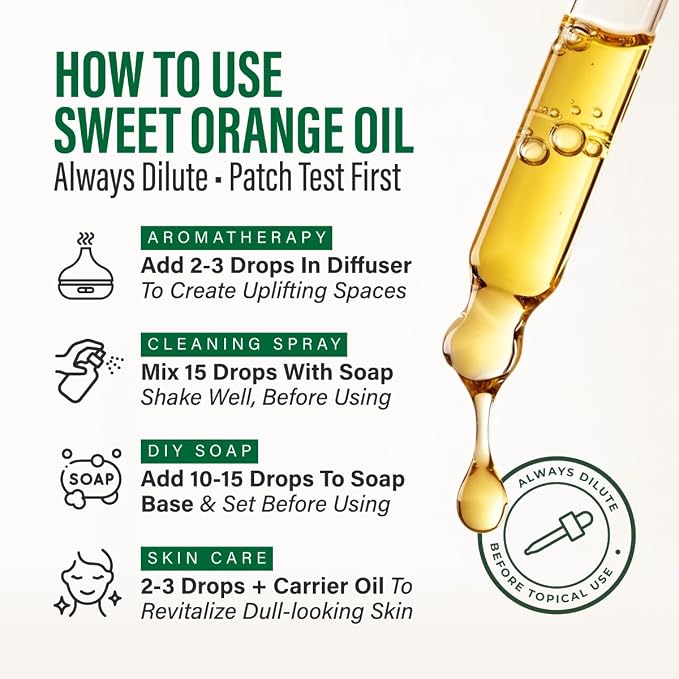 Kukka 100% Pure Sweet Orange Essential Oil for Skin, Diffuser, 4 Fl Oz | Sweet Orange Citrus Oil, Undiluted Brazilian, Non-GMO, GC/MS Tested - for Diffuser, Aromatherapy, Body, Massage