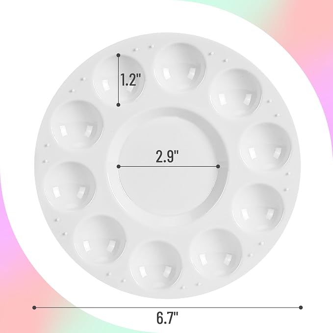 Mr. Pen- Bulk Round Paint Tray Palettes, 60 Pack, White Plastic Palettes | with 10 Wells for Students, Adults, Kids, Paint Holder, DIY Craft Class, Painting