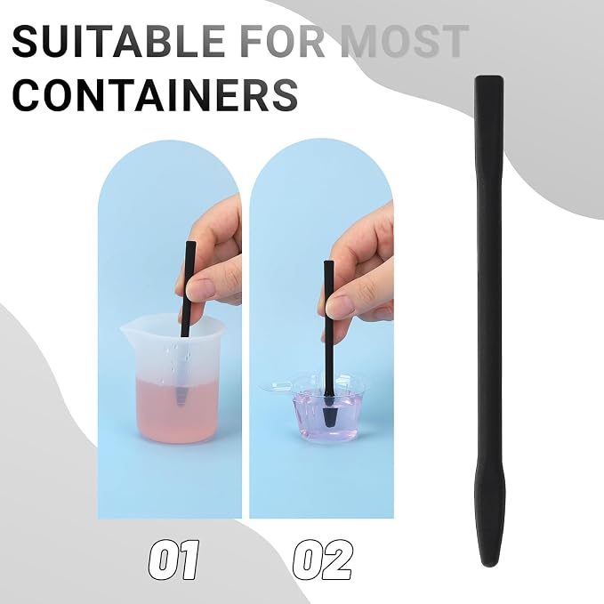 Gartful Colored Silicone Stir Sticks, Epoxy Resin Mixing Sticks Reusable Stirring Rods for Art Supplies, DIY Crafts Resin, Paint Mixing, Craft Supplies, Tumbler Making, Face Mask Spatula,Black