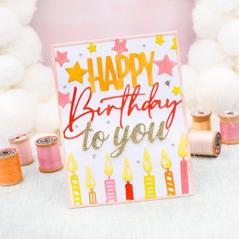 Lapoo Words Cutting Die for Scrapbooking - Durable, Cut Stencils for DIY Scrapbook Photo Album Decorative Paper Card, Card Making Supplies Party Wedding Decorations (Happy Birthday 5.5 x 4.3 in)