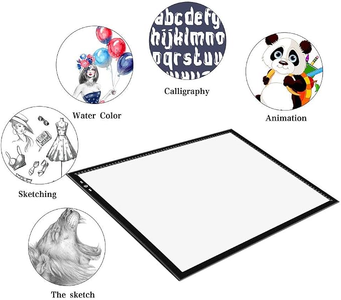 HSK A2 LED Artist tracing Light Box Copy Table, Adjustable High Brightness Light Pad for Tatto Drawing, Sketching, Animation,Diamond Painting Accessories