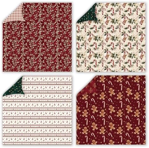 Christmas Scrapbook Paper 12 x 12 - 24 Sheets Double Sided Printing Christmas Pattern Paper Set, Decorative Paper for Card Making Scrapbook Decoration