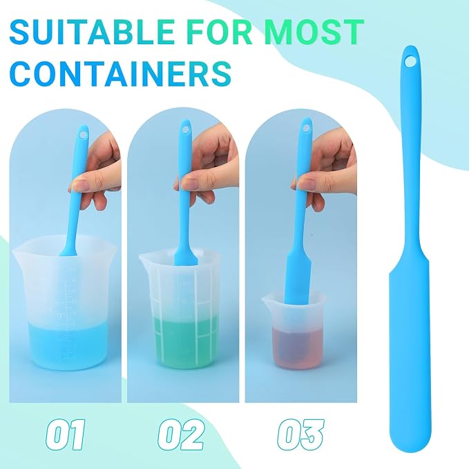 Gartful 6PCS Silicone Spatula Sticks, Non-Stick Epoxy Resin Mixing Sticks Scraper Tools, Reusable Stirring Rods for Resin, Paint, Waxing, Liquid, Arts Crafts Supplies, Facial Mask, Blue