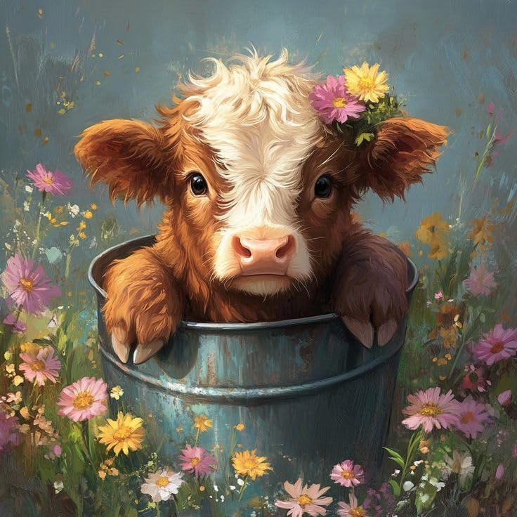 TELMOXA Highland Cow Paint by Numbers Kit for Adults, 16x16 in
