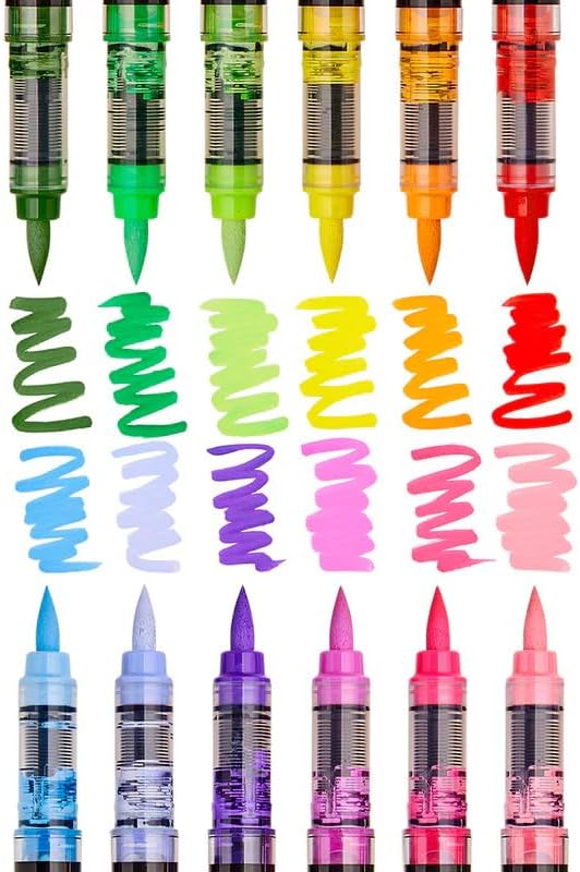 KINGART Acrylic Paint Markers Brush Tip, 12 Floral Colors. Water-based, no-bleed, waterproof pens with automatic ink control for rock, egg, wood, fabric, glass & DIY crafts