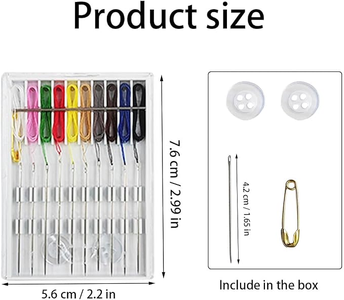 10 Boxes Quick Fix Sewing Kit, Easy Pre Threaded Needle Kit