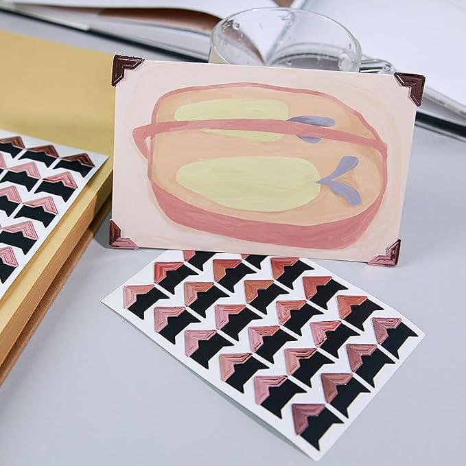 360 Count Self-Adhesive Acid Free Photo Corners for Scrapbooks Memory Books (Rose Gold)