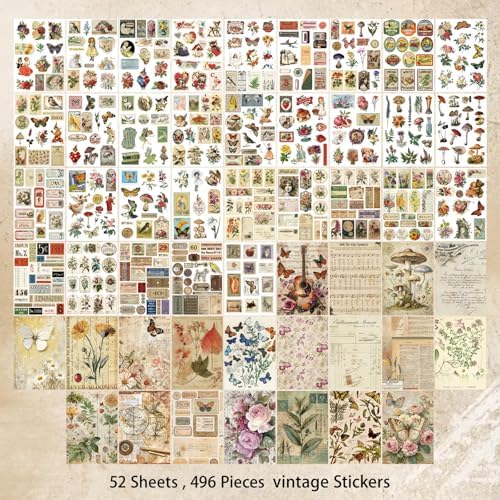 Vintage Sticker Book Washi Paper Aesthetic Journaling Scrapbook Stickers