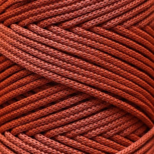 Makromecity, 2 Skeins of Polyester Macrame Cord 3mm x 131 Yards (394 feet) 3mm Polypropylene Brick Macrame Cord Crochet Macrame Bag Cord Crafts for Wall Hangings, Bags, Underplate, Rug