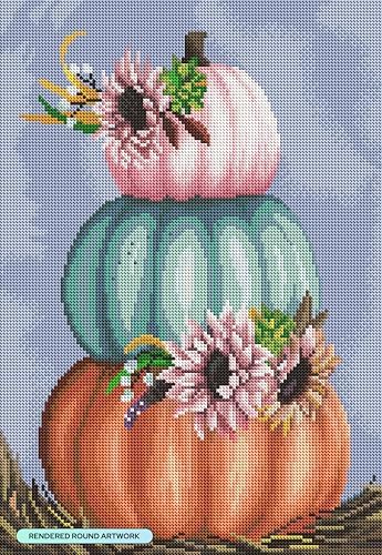 DIAMOND ART CLUB Stacked Pumpkins with Sunflowers Diamond Art Kits