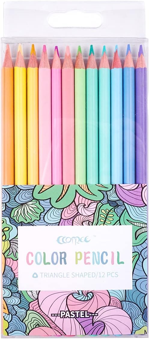 ECOTREE Pastel Macaron Colored Pencils, Back to School Supplies, 12 Count | Pastel Coloring for Adults and Kids, Art Supplies for School, Drawing, Shading, Pre-Sharpened, Soft Core, Triangular Grip
