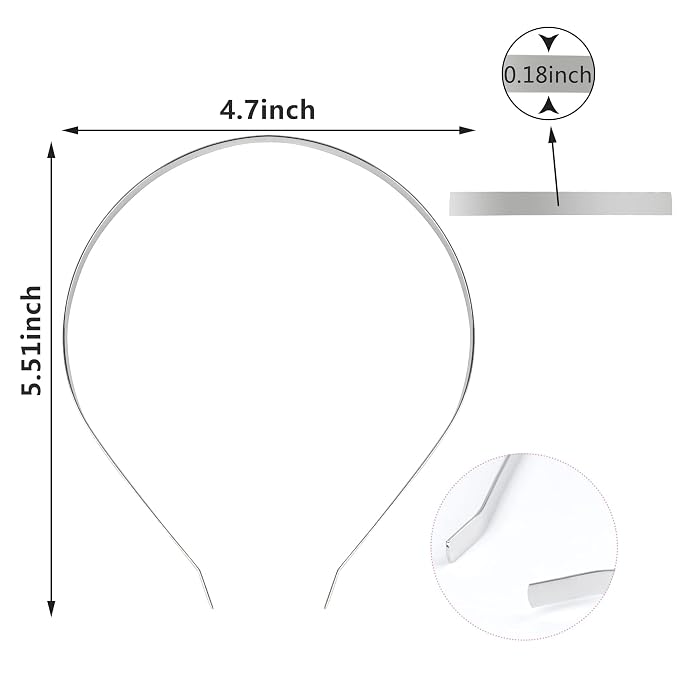 24 Pcs Smooth Metal Blank Headband DIY Craft Wire Frame Hairband for Women