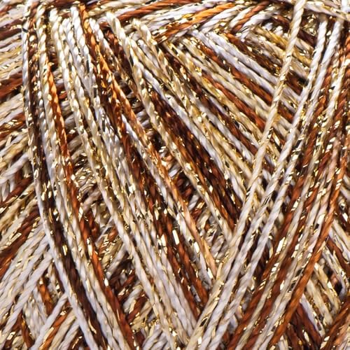 YarnArt Bright Metallic Glitter Yarn – 80% Polyamide 20% Metallic Polyester, 90g 340m, Soft Sparkle Fiber for Crochet, Lace, Summer Tops & Accessories – 4 mm Needle & Hook (227, Multicolor Gold Mix)