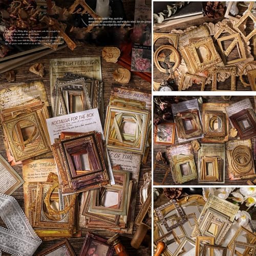180 Pieces Vintage Scrapbook Picture Frame Paper Stickers for Scrapbooking Supplies, Assorted Retro Photo Borders Ephemera for Junk Journals Album Art Crafts Journaling Collage
