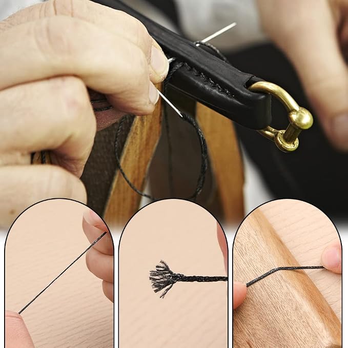 Black Waxed Thread 55 Yards, Leather Sewing Waxed Thread