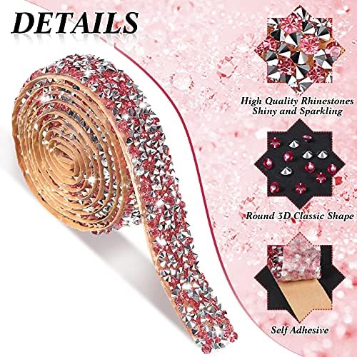 Xinnun 5 Rolls Rhinestone Ribbon Self-Adhesive Crystal Shiny Rhinestone Strips Bling Resin Diamond Ribbon for Graduation Party Decor, DIY Prom Dress,Craft(Mixed Colors,0.59 Inch,Basic Style)