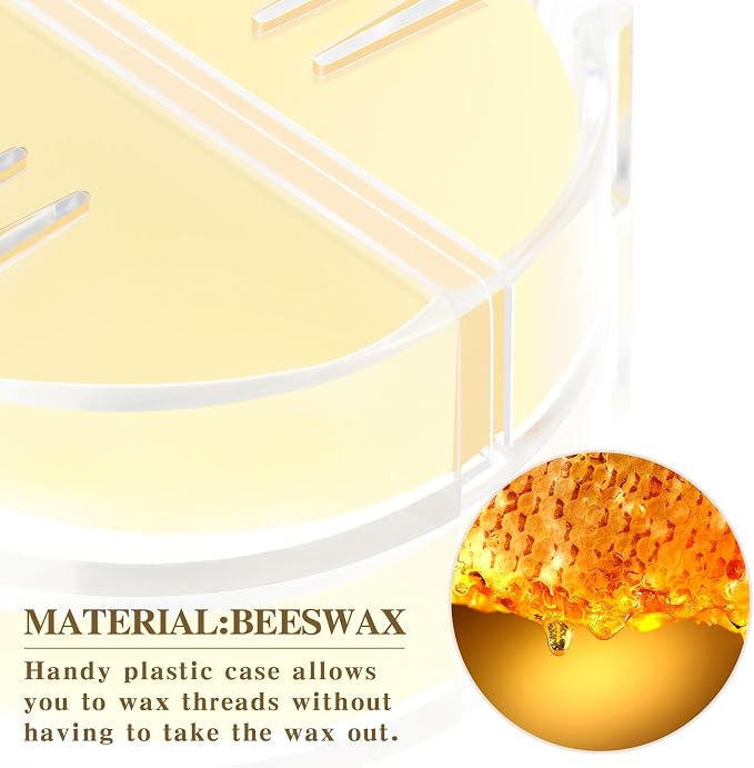 Maitys 2 Pcs Thread Wax Beeswax for Hand Sewing,Yellow, Clear Case | Conditioner for Embroidery Quilting, Strengthens Sewing Line Reduces Fraying, Clear Case Storage, Natural Beeswax Formula