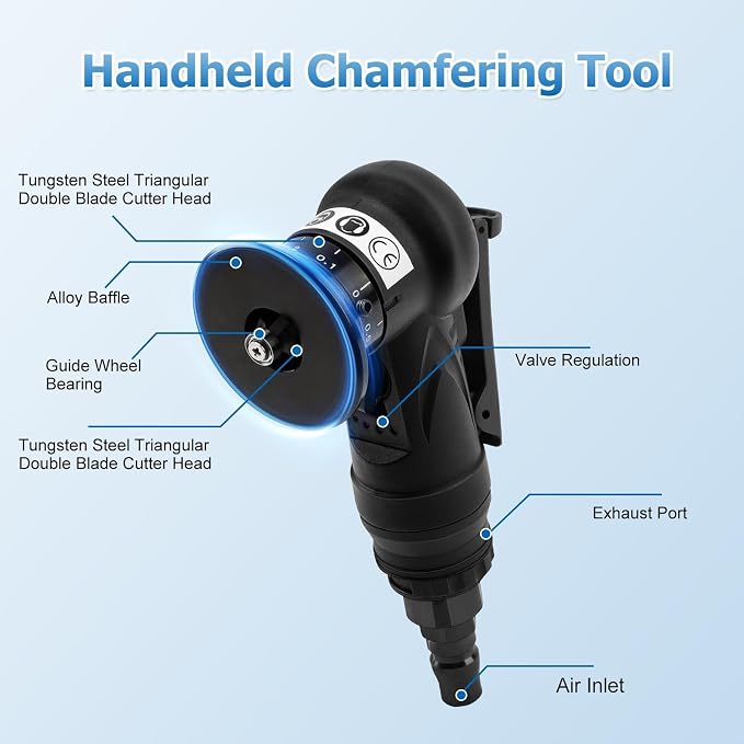 Mini Pneumatic Chamfering Tool Handheld,45°Arc Corner(C&R Angle Blades)
