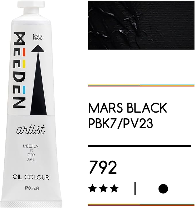 MEEDEN Artist Grade Oil Paint: Mars Black - 170ml/5.7oz Tube | Professional Art Paints and Supplies for Canvas Painting