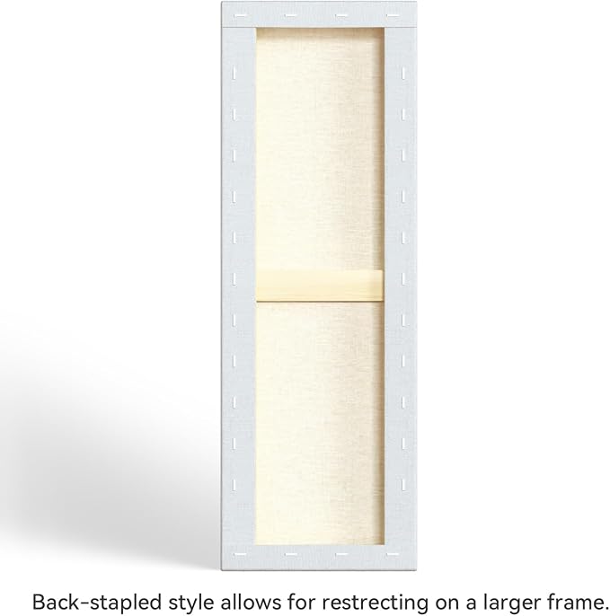 PHOENIX 8x24 Inch 3 Pack Artist Canvas - Long Skinny Stretched Canvases for Painting - 3/4 Inch Profile, 100% Cotton 11 Oz. Gesso Primed White Blank Professional Canvas Oil & Acrylic Paints