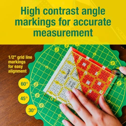 Omnigrid 360 Rotating Self-Healing Cutting Mat, 8 Inch Precision Fabric Cutting Mat with Durable Surface for Quilting, Sewing & Crafts