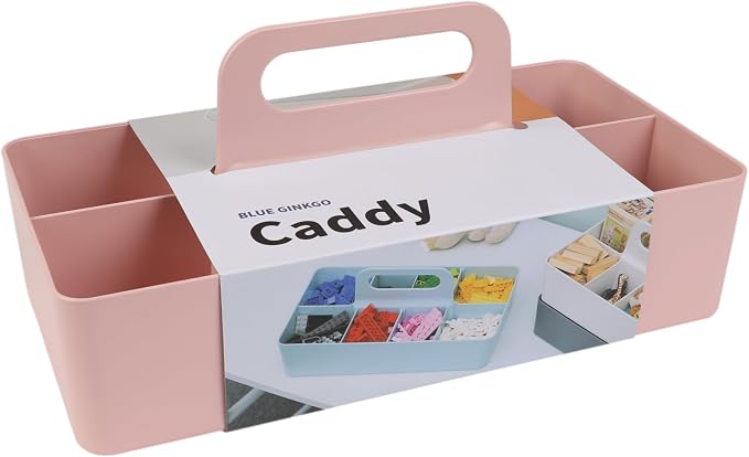 BLUE GINKGO Stackable Organizer Caddy, Long, Pink, Made in Korea