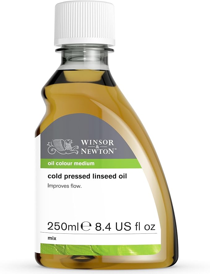 Winsor & Newton Cold Pressed Linseed Oil, 250ml (8.4-oz) Bottle | Makes Oil Colour "Fatter" & Dries Slightly Quicker, Decreases Consistency, Increases Flow & Transparency
