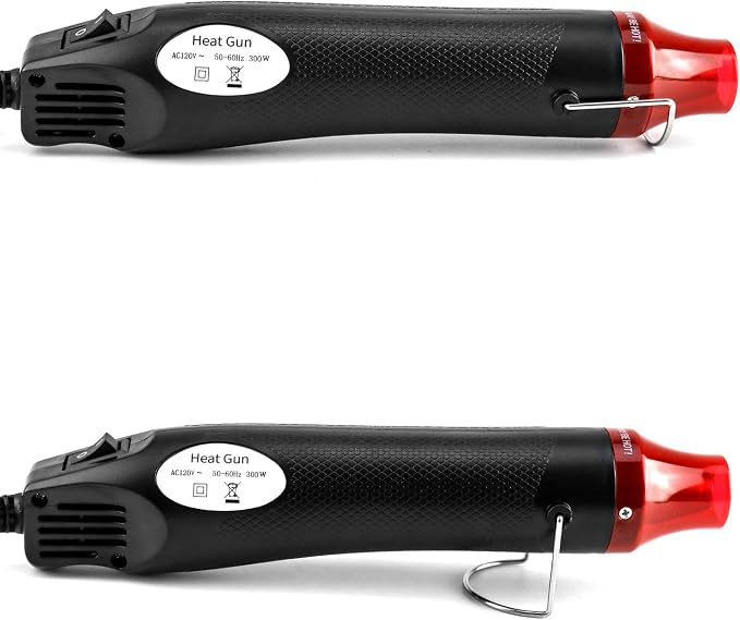 QWORK Mini Heat Gun, 300W Portable Hot Air Tool for Crafts, Epoxy Resin, Shrink Tubing & DIY, with Stand 110V