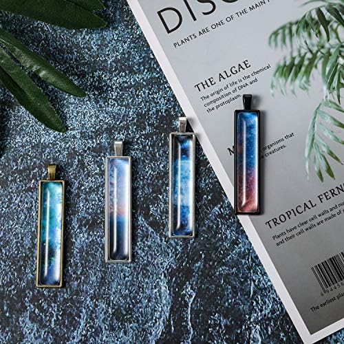 Hicarer 48 Pieces 6 Colors Pendant Tray Rectangle Bezel Blanks Set Include 24 Rectangle Pendant Trays with 24 Clear Glass Cabochon Domes for DIY Resin Craft Photo Necklace Jewelry Making