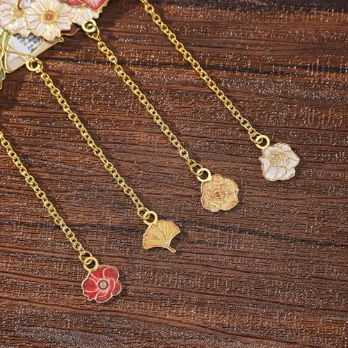 4 Pieces Metal Bookmark, Hollow Flower Book Mark for Book Lovers, Vintage Bookmarks for Reading Women, Men, Teacher, Students