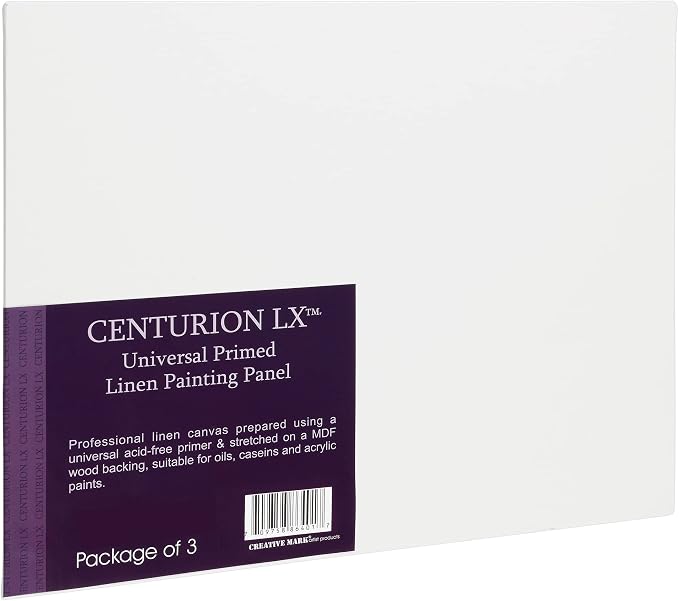 Centurion All-Media Primed Linen Panels - 9x12 3 Pack - 11oz Universal Primed Canvas Boards for Painting, Mounted on MDF Wood, Non-Warping, Ideal for Artists, Professionals, and Painters