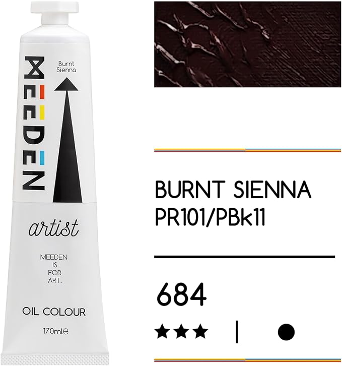 MEEDEN Artist Grade Oil Paint: Burnt Sienna - 170ml/5.7oz Tube | Professional Art Paints and Supplies for Canvas Painting